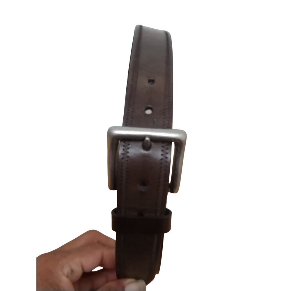 Mens size 34 Brown Leather Stitch Casual Church Teacher Professional Career Belt